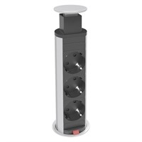 Axessline PopUp - 3 socket type F, silver